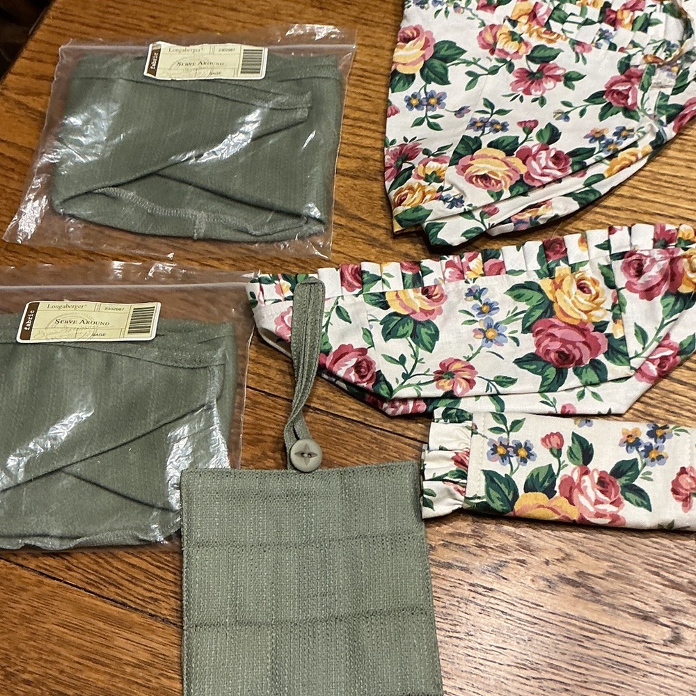 4 Longaberger Liners Serve Around Sage Garden Splendor Spring & Berry w/grippers